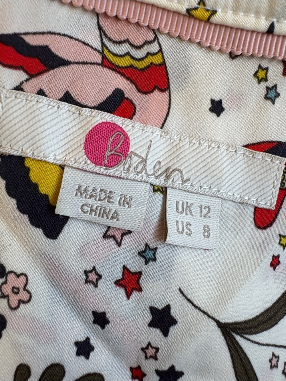 Boden Thelma Tie Neck White Floral & Bird Multicolor Print Long-Sleeve Blouse - Picture 5 of 7